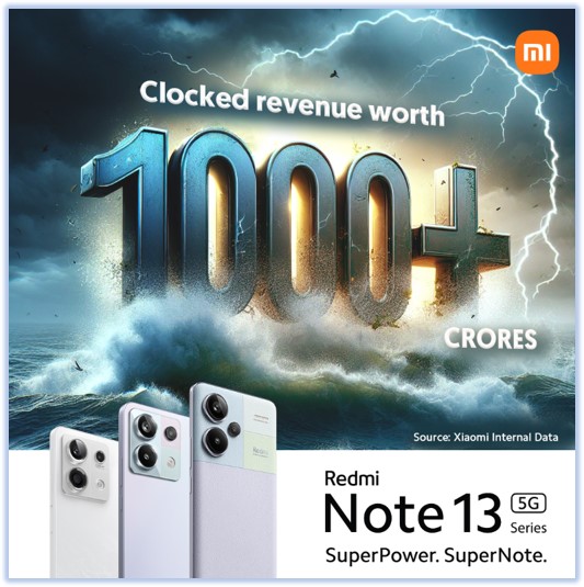 Xiaomi India's Redmi Note 13 Series Hits INR 1,000 Crore in Sales