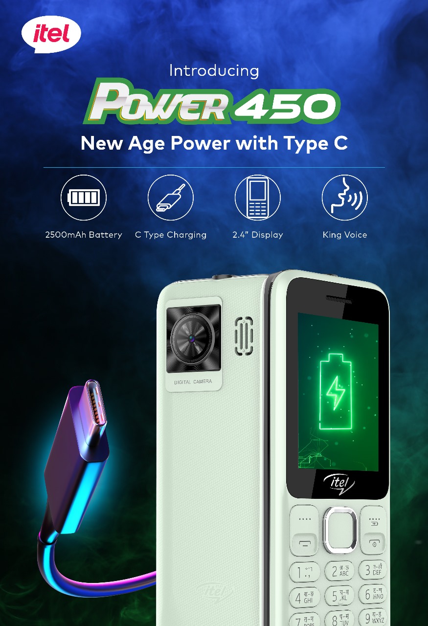 itel Power 450 India's First Keypad Phone with Type-C Charging