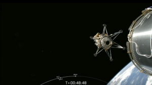 Spaceship Sideways After Moon Touchdown Attempt