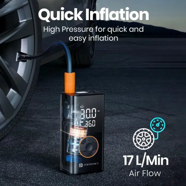 Portronics Vayu 3.0: A Portable Tyre Inflator for Roadside Emergencies