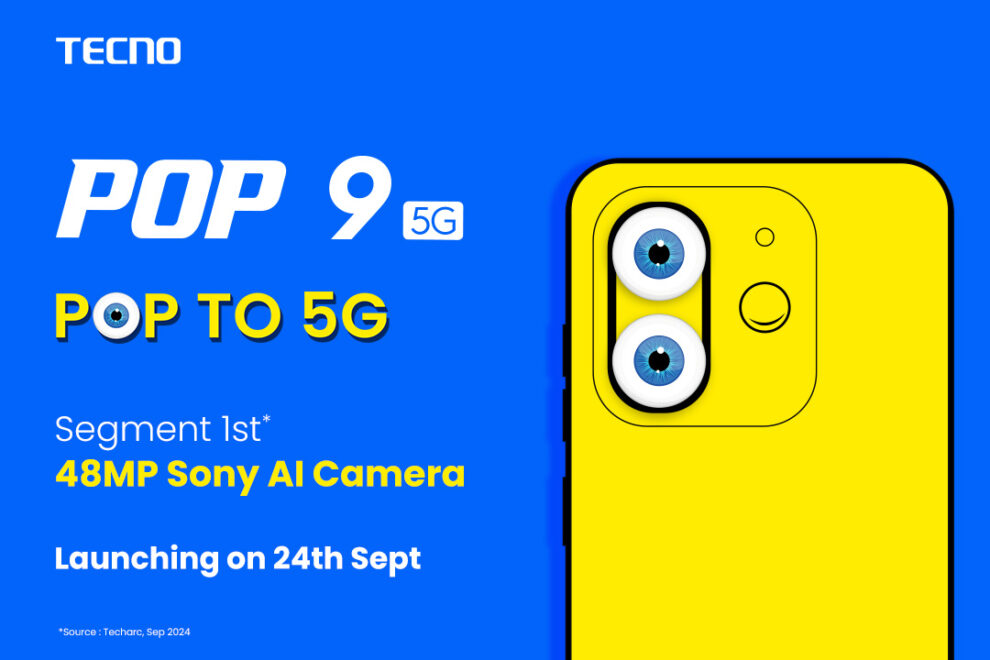 Experience the stylish TECNO POP 9 5G with a 48MP Sony AI camera, 5G with NFC, and long-lasting performance. Starting at just INR 8,499.