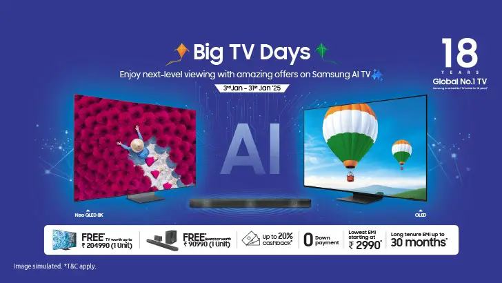 Samsung India Launches ‘Big TV Days’ Campaign with Exciting Offers on Premium AI-Powered TVs